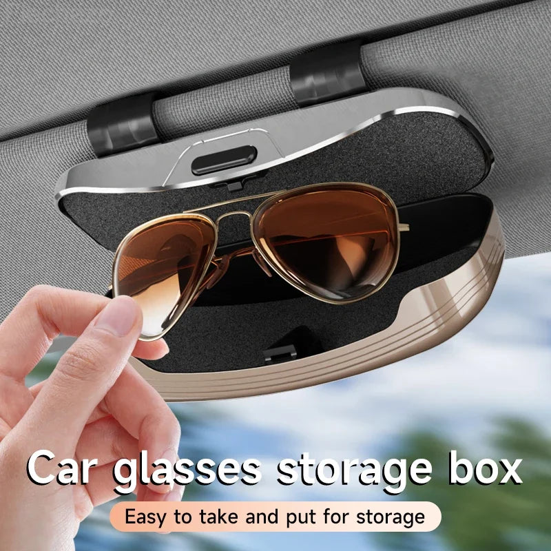 Luxury Car Glasses Case Universal Sun Visor Sunglasses Holder Box Anti Scratch Eyeglasses Protection Case One Hand Operation