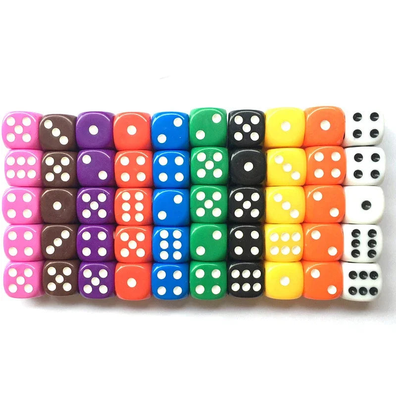 10 PCS/Set 16mm D6  6 cubes Dice Acrylic 6 sides D6 Dice With role Edges For Casino Dice Table Board Game