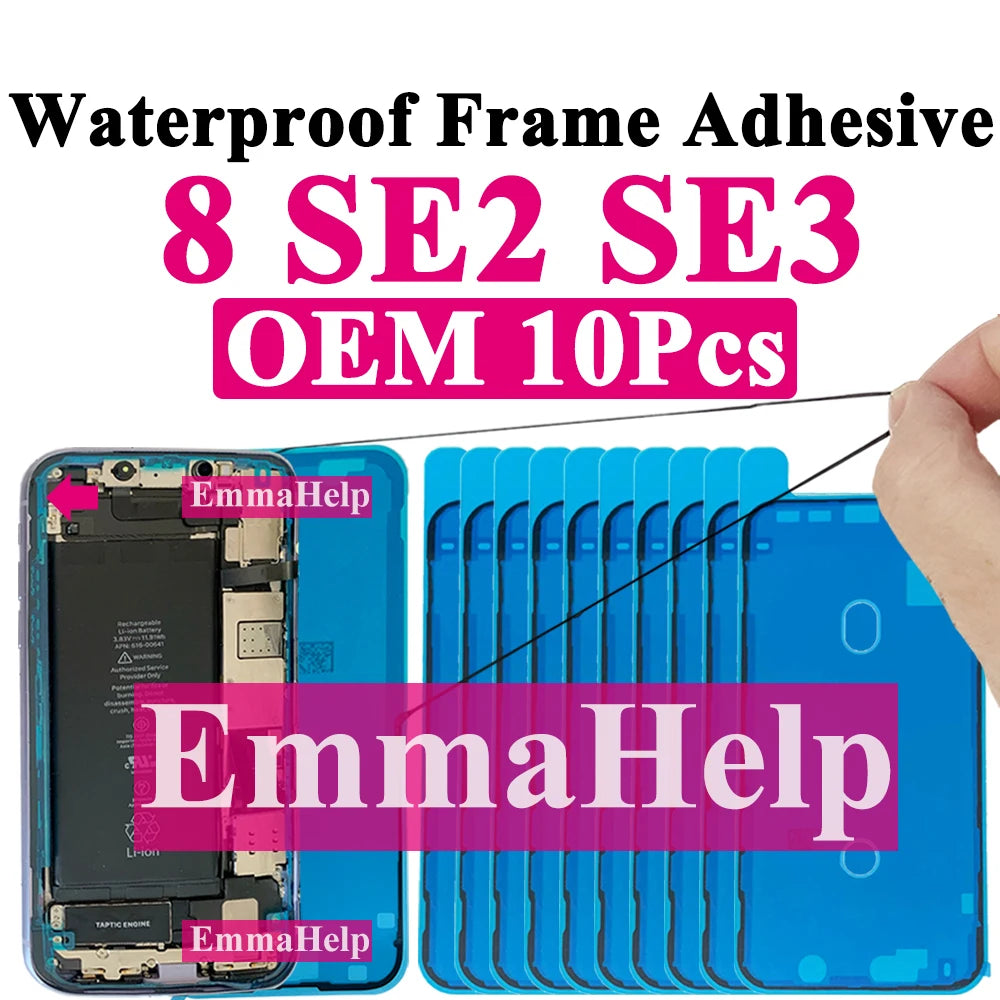 10pcs Waterproof Sticker for iPhone 16 Pro Max 17 14 13 12 11 15 XS XR 8 SE 3M Seal Adhesive Pre-Cut LCD Screen Frame Tape Glue