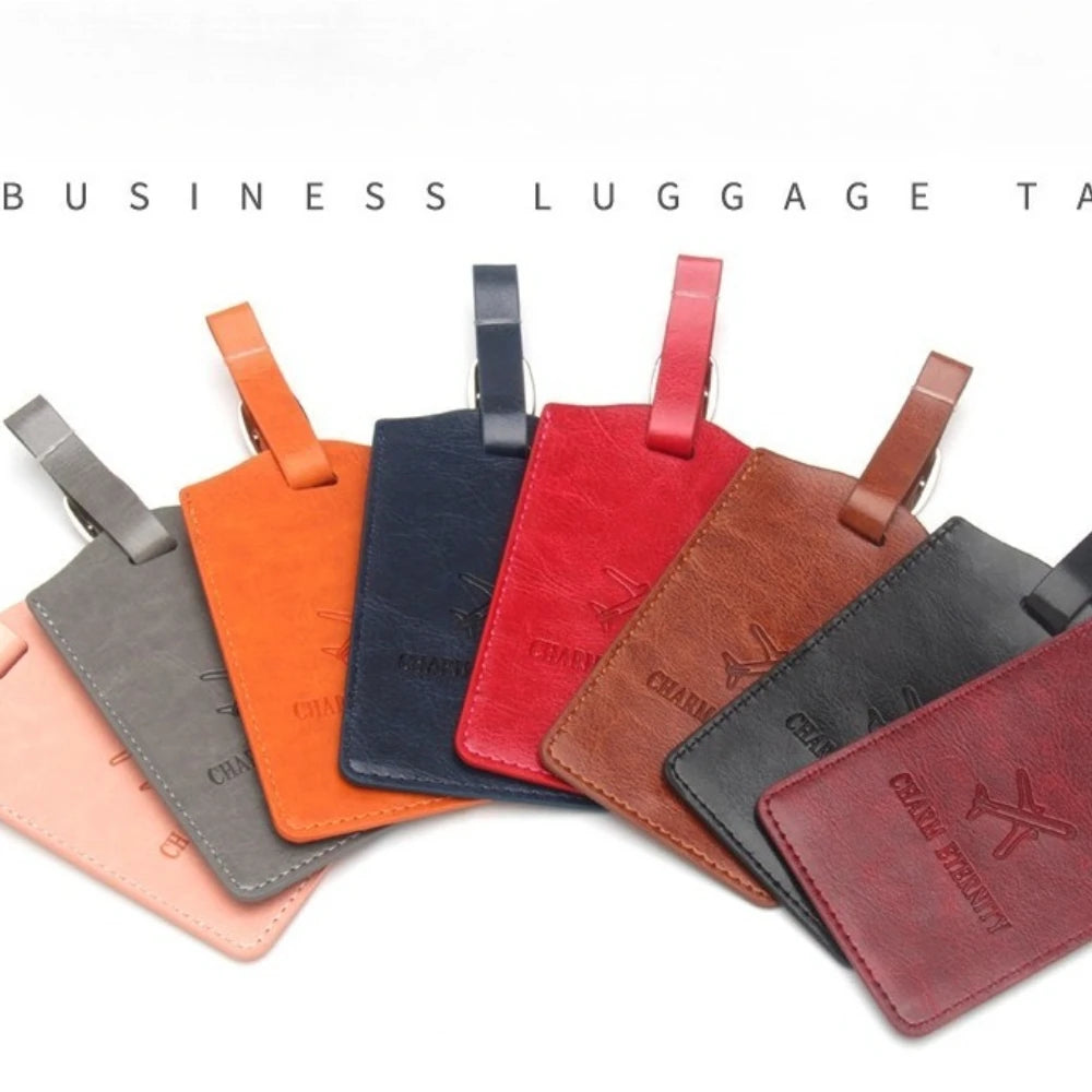Creative Airplane Boarding Pass PU Leather Luggage Cute Luggage Tag Tags Thick Travel Suitcase Bag Tag Identifier  for Men Women