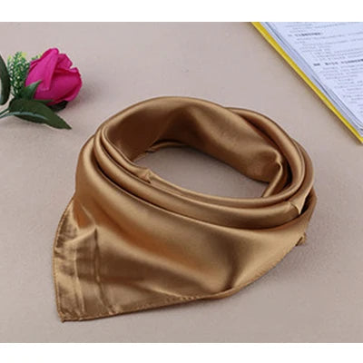 Four seasons new Solid Color Women Silk Scarf Fashion Airline stewardess Occupation 60X60cm small Kerchief Party Gift F1044