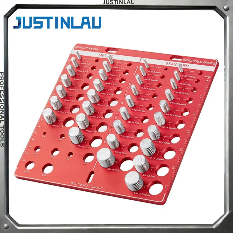 JUSTINLAU 1PC Aluminum Alloy Thread Gauge Screw Measuring Gauge Sub Gauge Screw Nut Bolt Thread Inspector Manual Measuring Tools