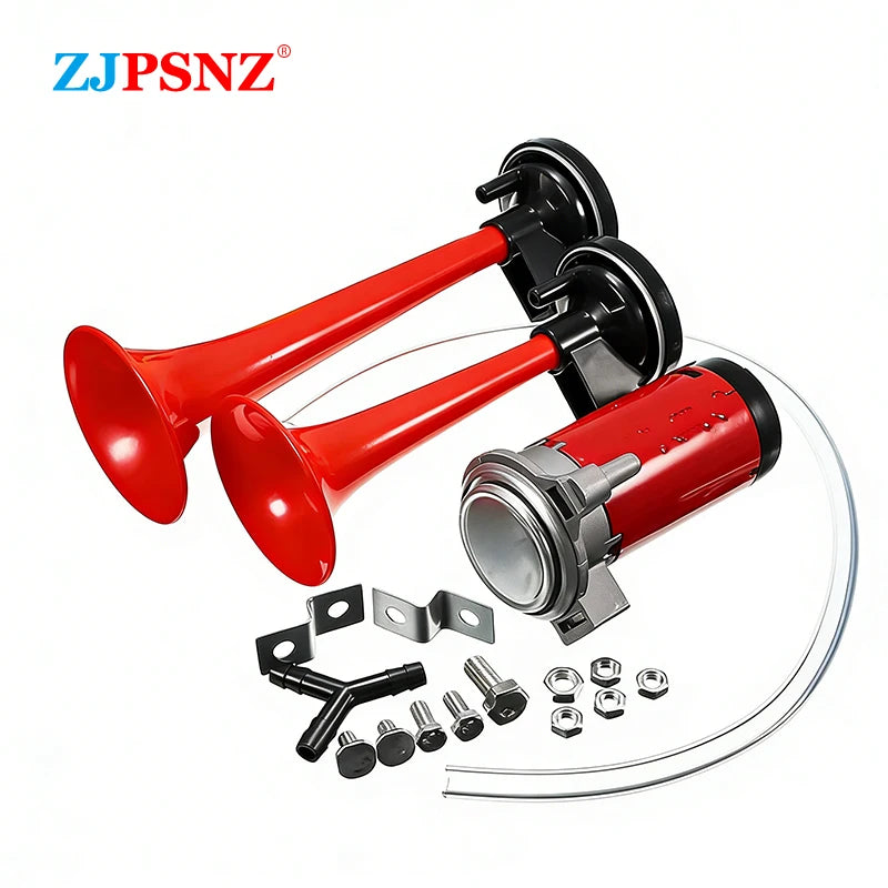 12/24V Super Louder Dual Tone Air Horn Set Trumpet With Compressor Speaker For Motorcycle Car Boat Truck Powerful Durable 135db