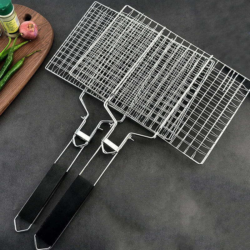 304 Stainless Steel BBQ Mesh Non Stick Grilling Basket Grill Mesh Mat Meat Vegetable Steak Picnic Party Barbecue Tool