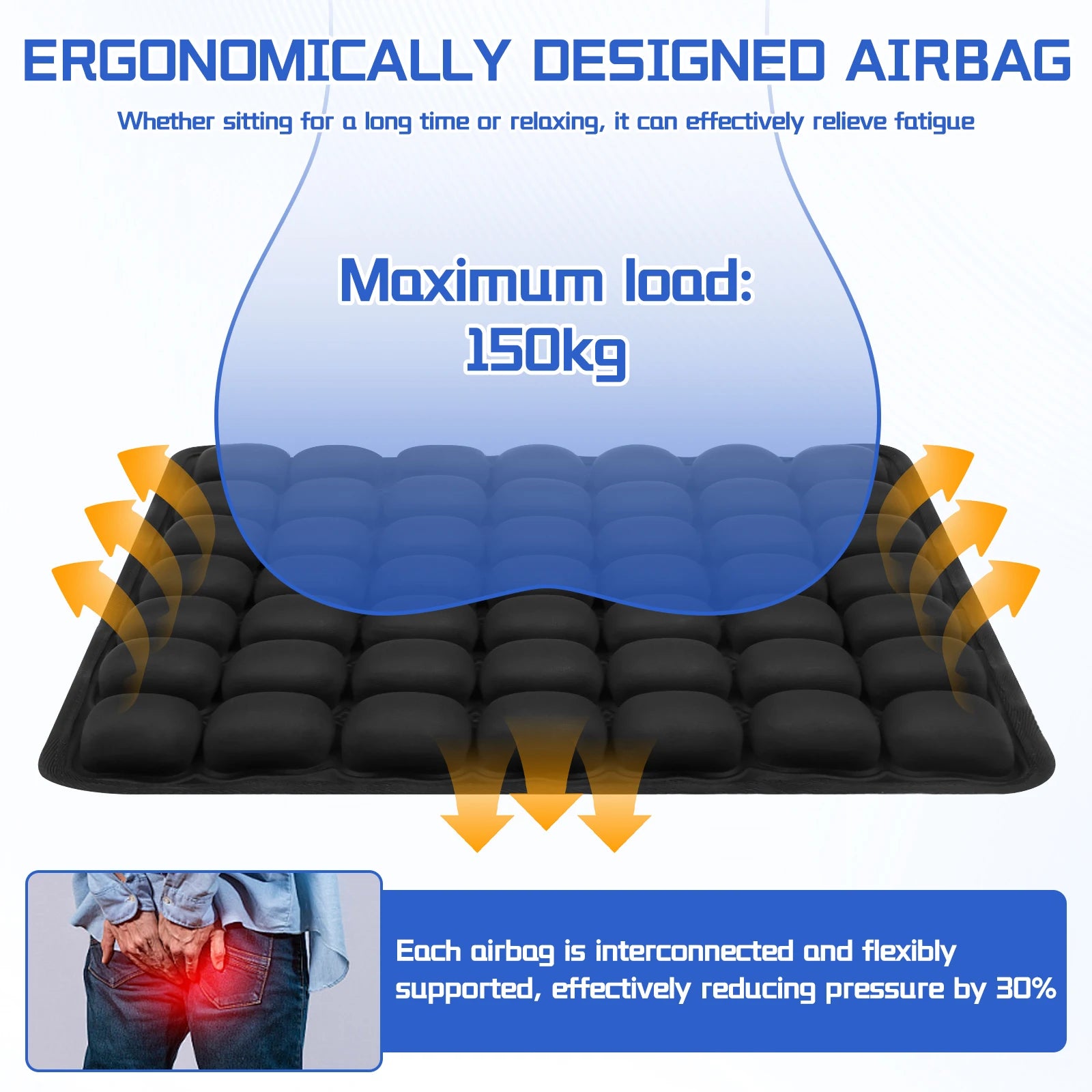 Air Bags Travel Cushion High Rebound Pressur 3D Air Cell Seat Cushion Lightweight Breathable for Car Office Chair Home