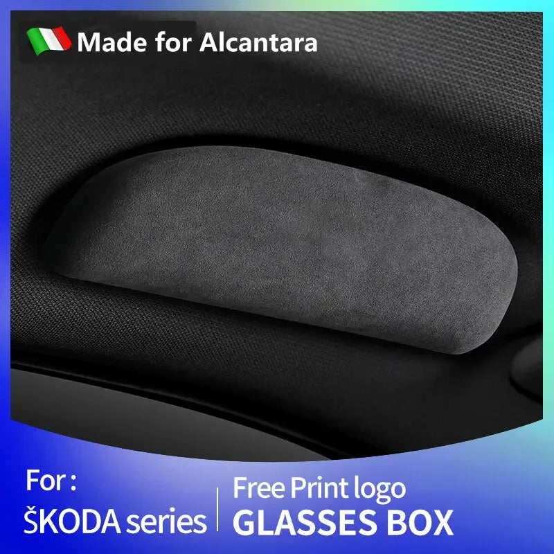 For Skoda Karoq Superb Kodiaq Alcantara Suede Car Eyewear Case Box Sunglasses Holder Glasses Storage Box Auto Accessories