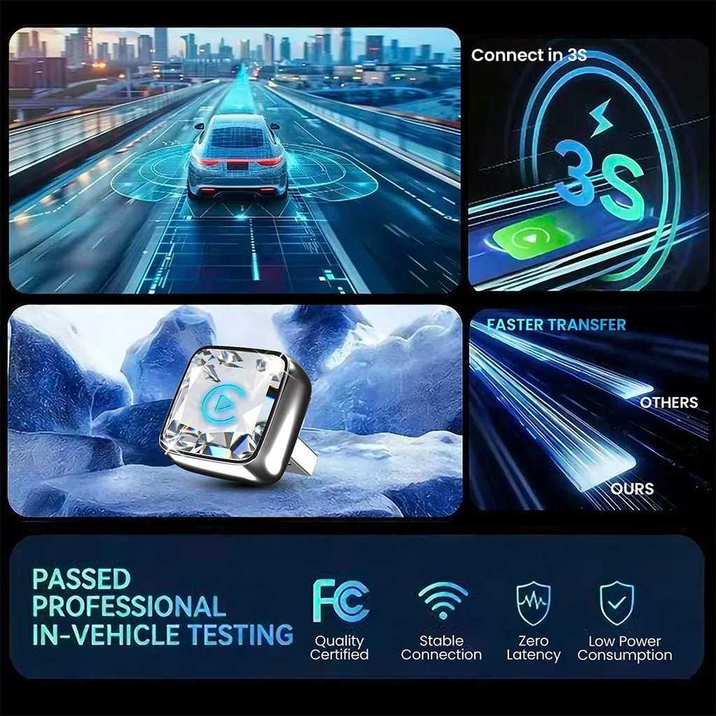 CarRocket Mini 2in1 Wireless Adapter Wireless CarPlay Android Auto For OEM Car Plug and Play WiFi Bluetooth Auto Connection