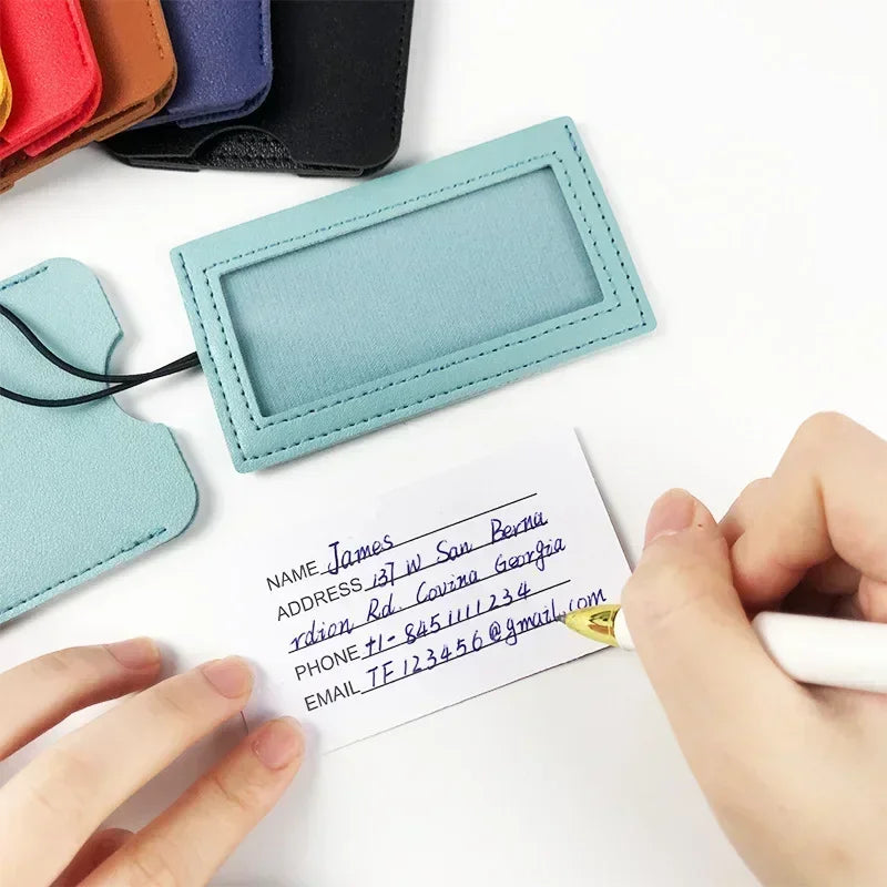 Fashion Pu Leather Multicolor Luggage Tags Women Suitcase Bag Name ID Address Holder Baggage Label Travel Accessories