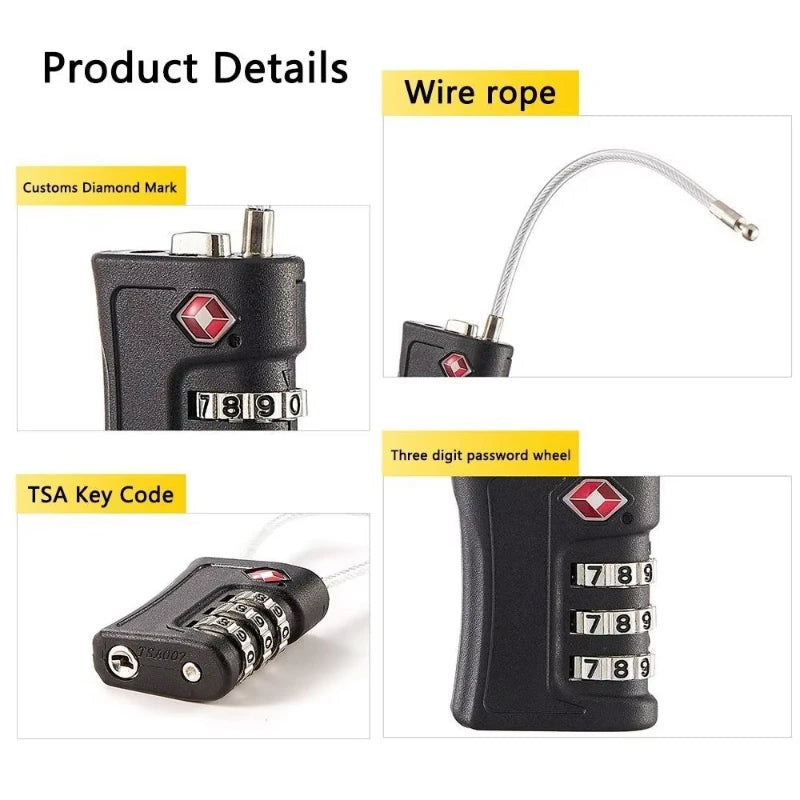 New TSA Customs Colorful Code Lock for Travel Luggage Password Changeable Lock Contrast Color Design Padlock Cabinet Locker