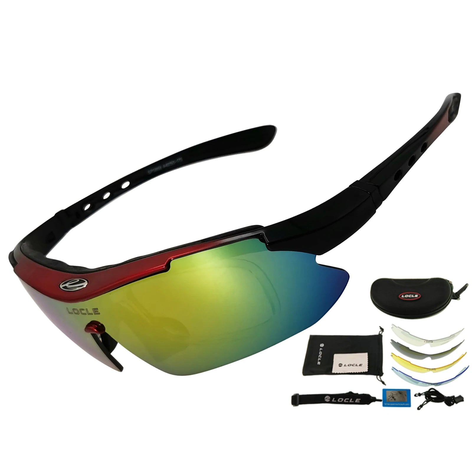 LOCLE Hiking Glasses UV400 Polarized Sunglasses Men Tactical Shooting Goggles Fishing Climbing Sport Glasses Cycling Goggles