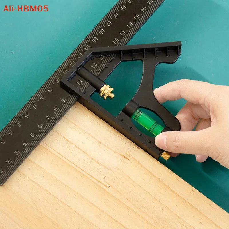 (HB05)15/20/25CM Adjustable Combination Right Angle Ruler 45/90 Degree With Bubble Level Gauge Multifunctional Measuring Tools