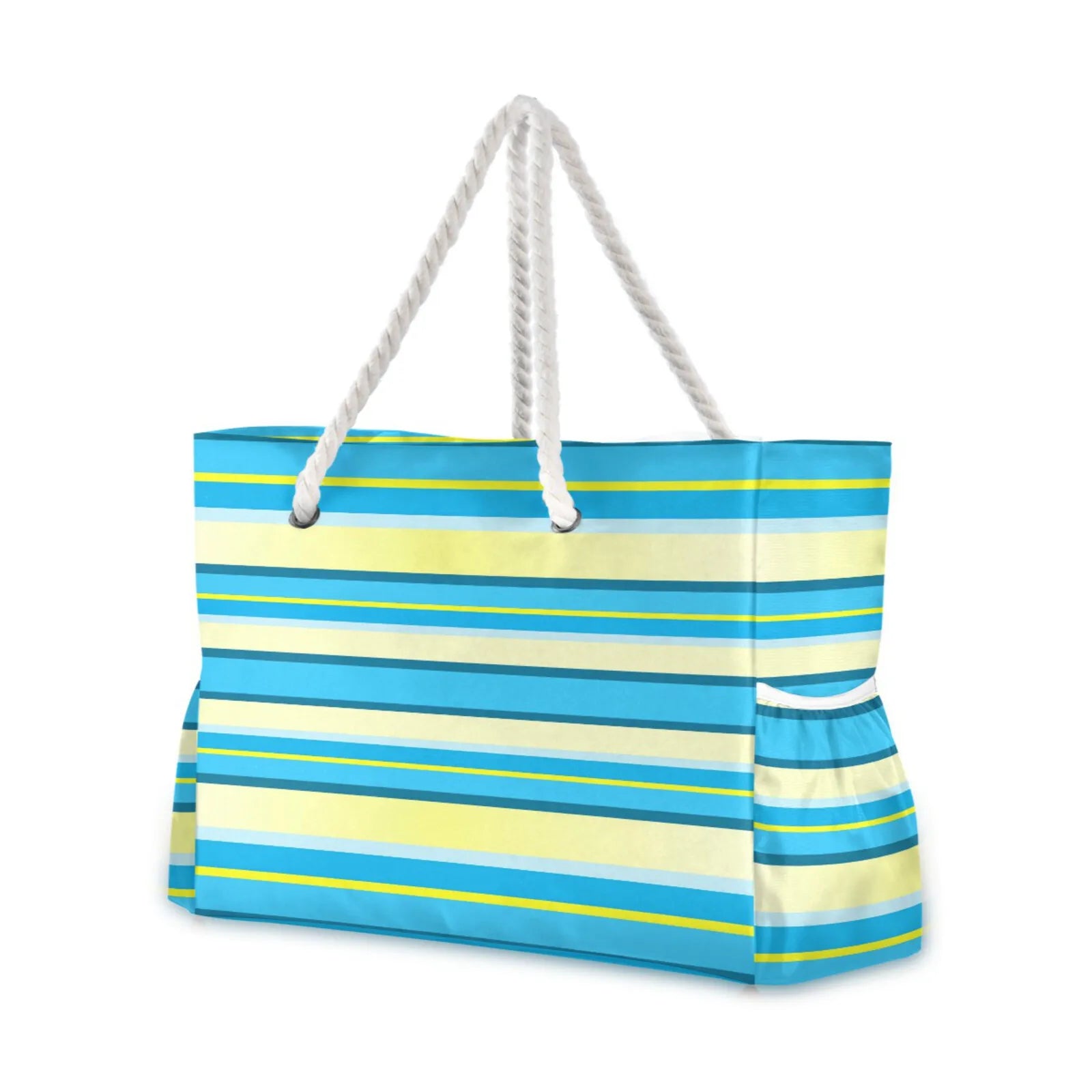 Hot Fashion Beach Women Large Capacity Shoulder Bag Handbag Blue Stripe Rope Handles Shoulder Beach Tote Bags Shopping Bag New