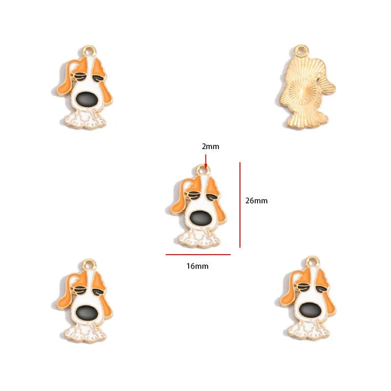 12pcs Alloy Drip Oil Cute Pet Dog Jewelry DIY Pendant Earrings Necklace Accessories Keychain Pendant Handmade