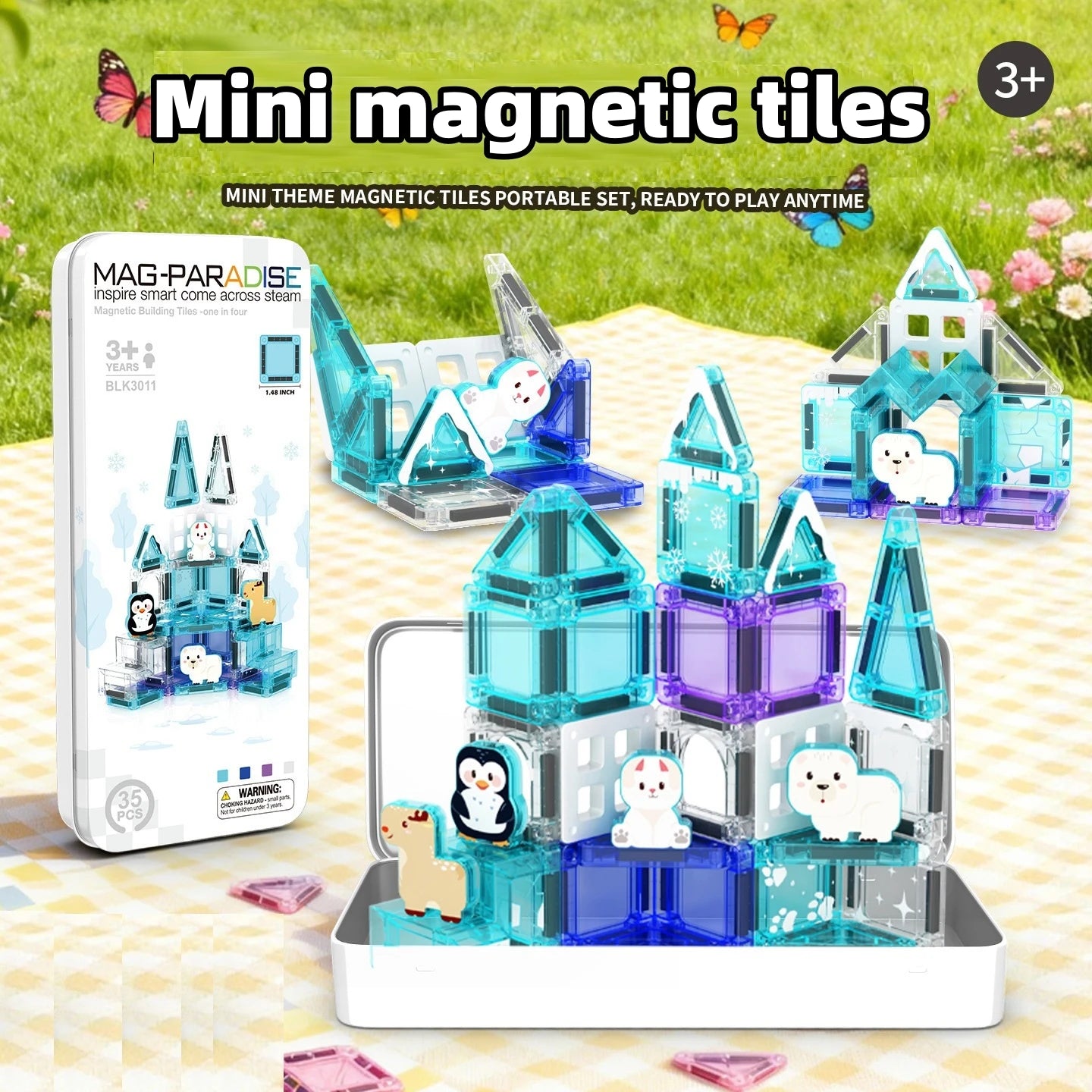 Mini Magnetic Building Blocks for Children, Portable Magnetic Toys with Bright Colors and Fun Designs, Birthday and Holiday Gift