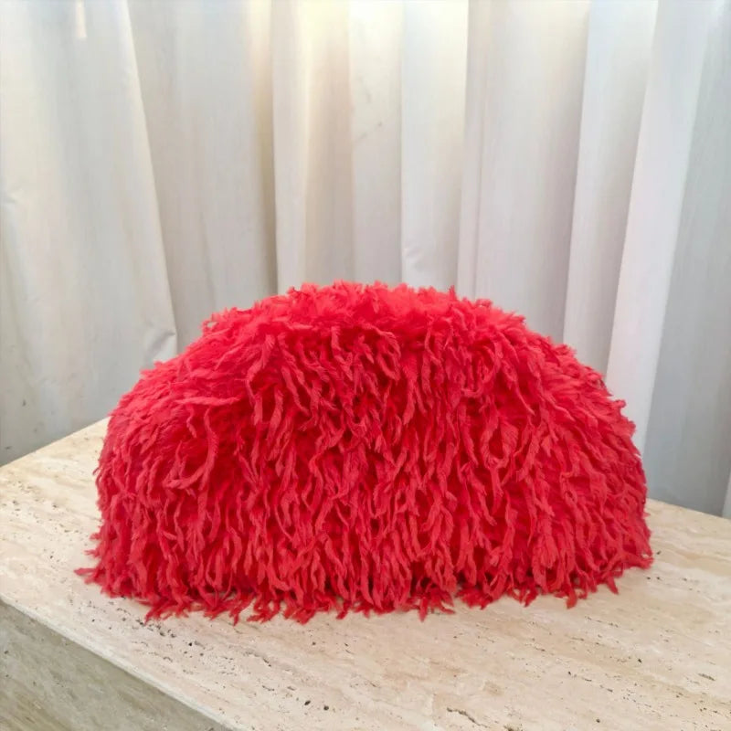 1pcs Long Fluffy Fur European Style Cloud Handbag Irregular Large Capacity Women Shoulder Bag For Winter