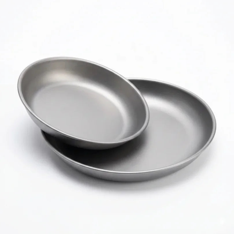Titanium Camping Plate Ultralight Portable Outdoor Picnic Dinner Plate Round Tableware for Backpacking Hiking Travel Salad BBQ
