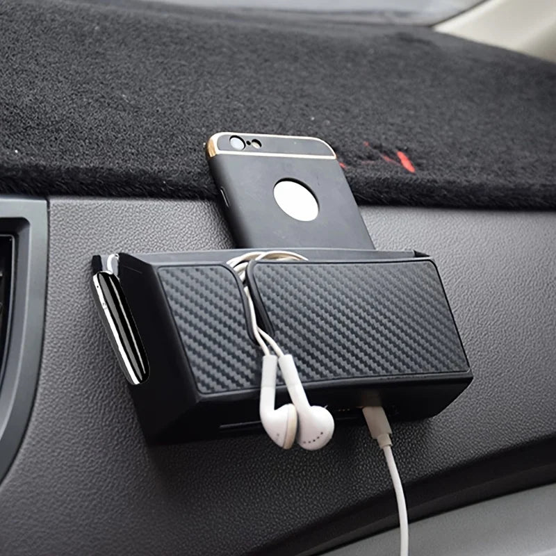 Upgrade Your Car with This Multifunctional Storage Box: Portable, Double Layer, Self-Adhesive & Easy to Install!
