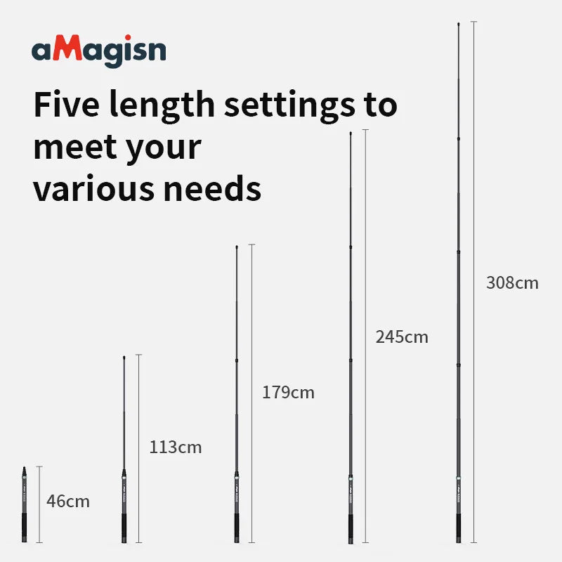 AMagisn 3M Invisible Selfie Stick, Carbon Fiber Extended Monopod 118' for Gopro Max DJI 360 Insta360 X3 X4 Air X5 Accessories
