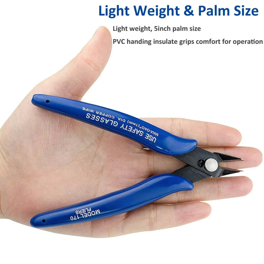 NJBLZQ Pliers Carbon Steel Pliers Electrical Wire Cable Cutters Cutting Side Snips Flush Pliers Nipper Home Hand Tools Blue