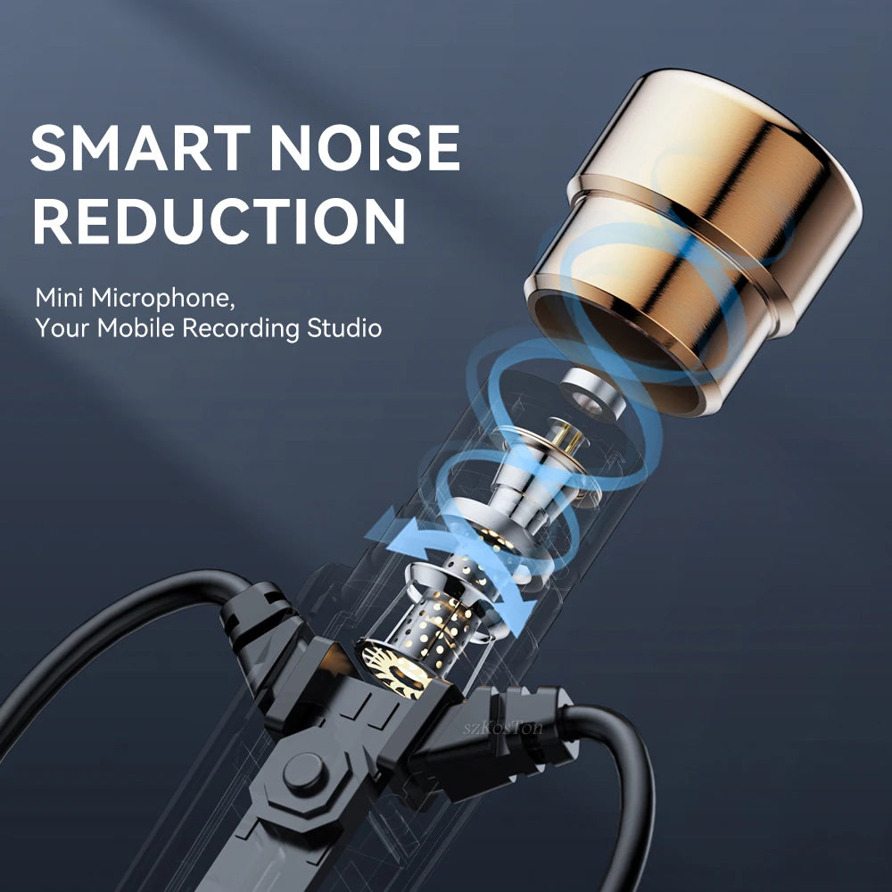 Wired HiFi Headphones with Mini Condenser Microphone Bass Dynamic Earphone Noise-Cancelling Headset for Sports Music Karaoke
