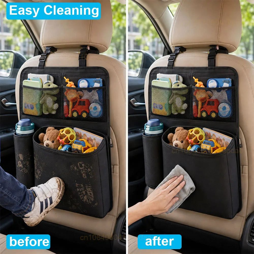 Car Seat Back Storage Bag Multifunctional Leather Car Backseat Organizer Wear Resistant Car Seat Back Storage Bag Cup Holder