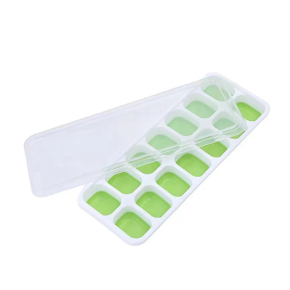 Ice Cube Trays 14 Grids Silicone Ice Cube Molds with Removable Lid Easy-Release For Cocktail Freezer Kitchen Tools