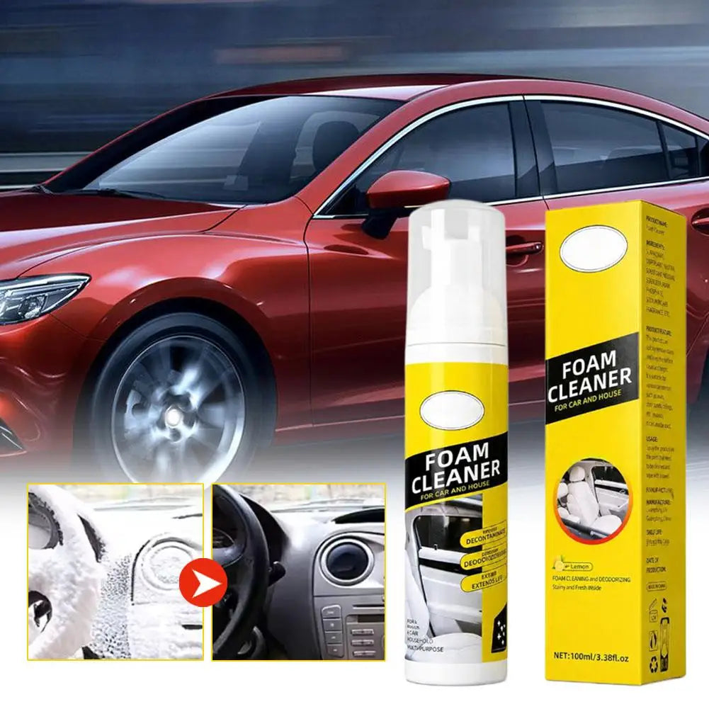 Universal Car Interior Foam Cleaner Leather Stain Remover Spray Seat Cleaning Kit with Sponge Cloth