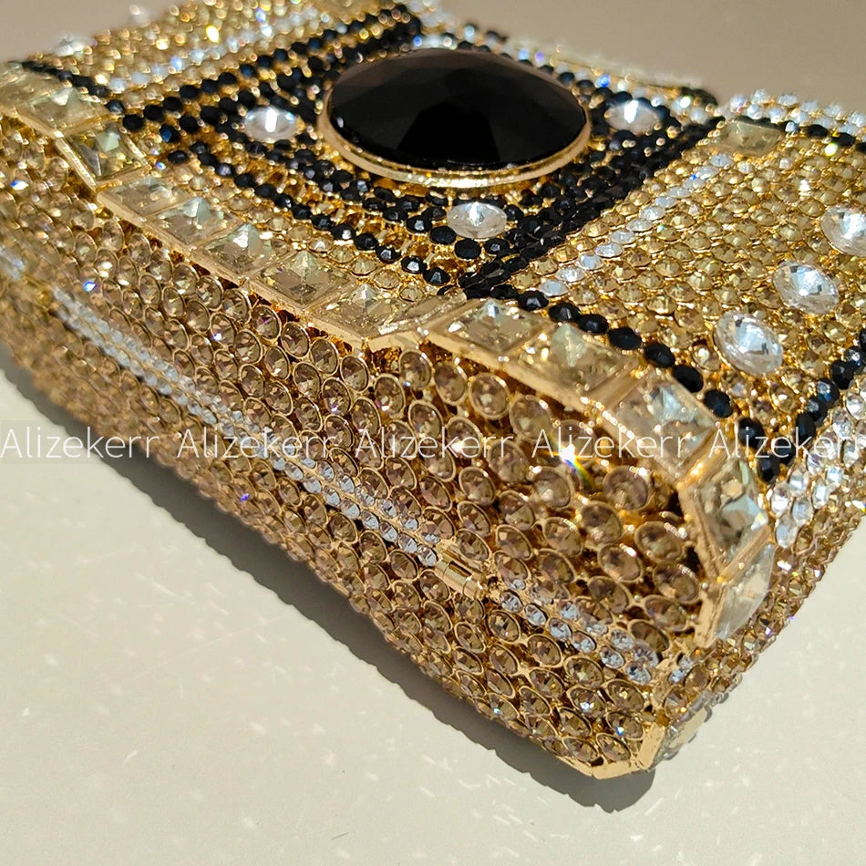 Camera Shaped Diamond Evening Clutch Bags 2024 New Boutique Novelty Metallic Rhinestone Purses And Handbags Bridal Wedding Party