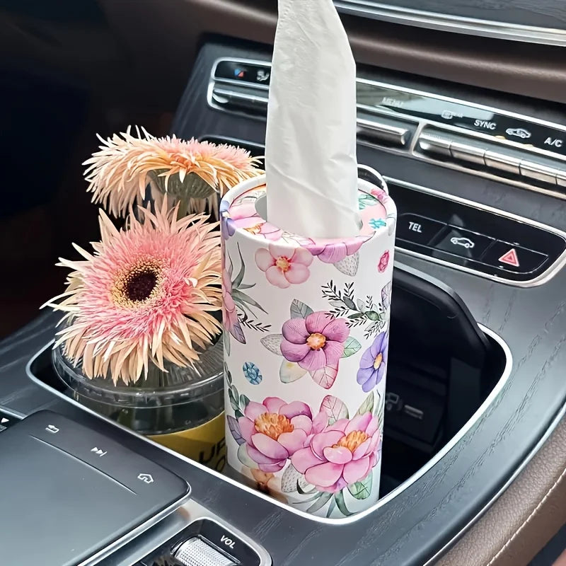 4-Pack of Car Tissue Boxes with Random Color and Floral Patterns, Creative Printed Hand-Tissue Boxes, Water-Resistant, Made from Virgin Wood Pulp, for Car Seats, 50 Sheets Per Box