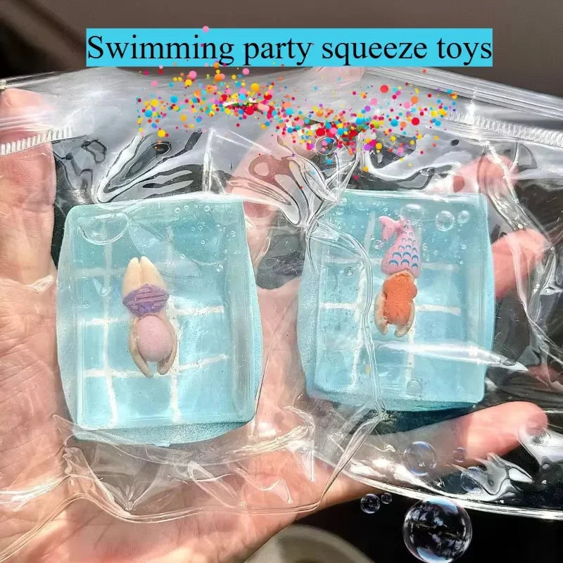 1pc Swimming Pool Squeeze Toys Maltose Stress Relief Slow Rebound Fidget Toy Mochi Squishy Stress Reliever Toys Antistress Gift