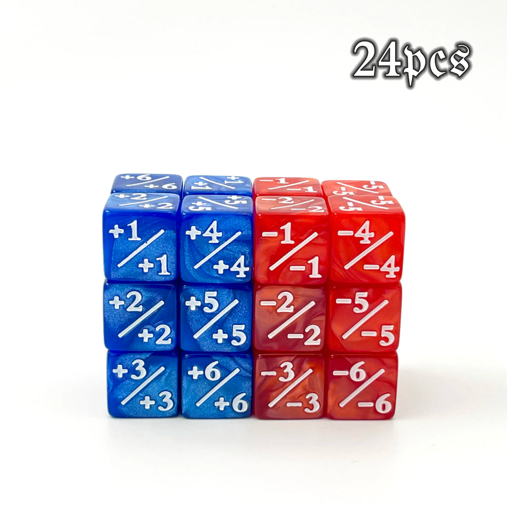 24 Pcs MTG Dice Counter  Life Tokens Negative Plus One Dice Set for MTG, TCG, Card Game Accessories