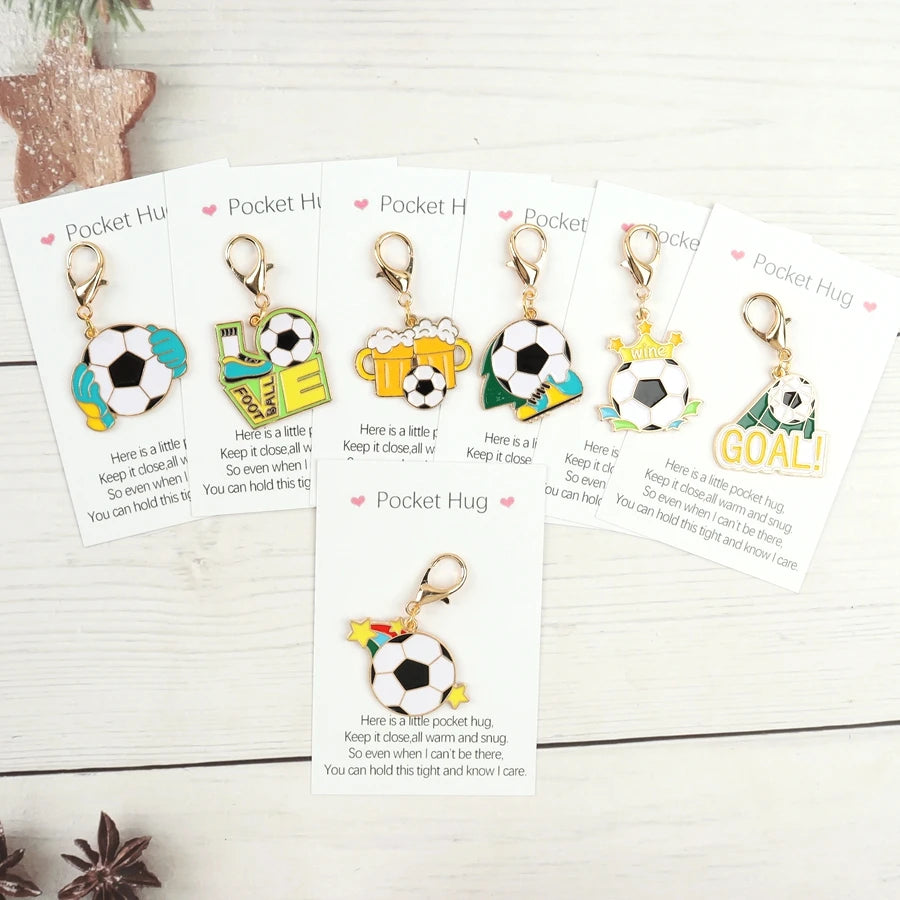 7 Football Keychains, with Pocket-Sized Encouragement Cards, Bag Accessories, Perfect Gifts for Football Fans, Keychain Gifts for Sports Enthusiasts.