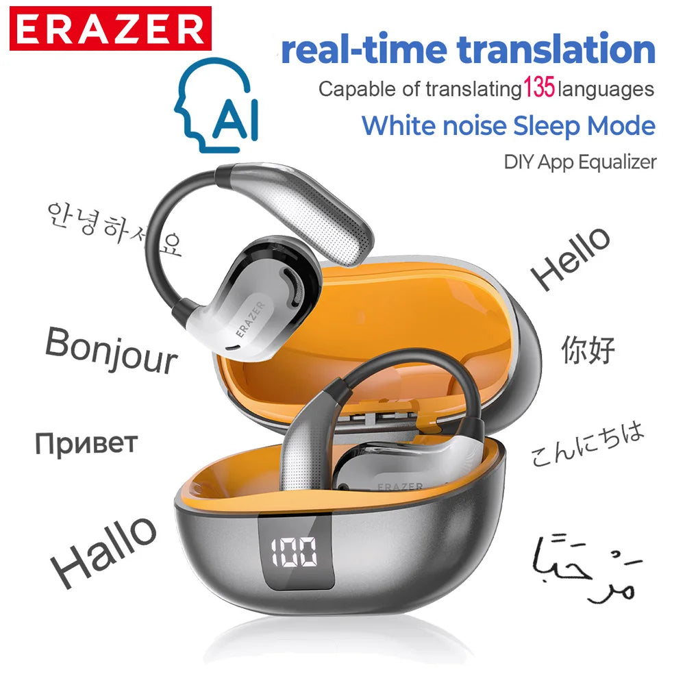 ERAZER XT66PRO Bluetooth Earphones ASMR Headsets DIY APP AI Translator Earbuds Wireless Headphones 13 Hours Long Life Display