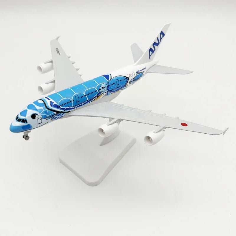 16/20CM A380 ANA Sea Turtle Metal Airplane Model Plane Toy with Display Stand for Adult Aviation Gifts Collection