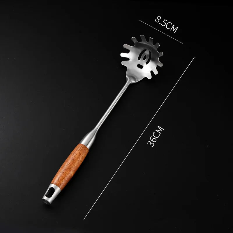 304 Stainless Steel Wood Handle Wide Fried Fish Spatulas Steak Shovel Fish Turner Slotted Beveled Kitchen Cooking Utensils