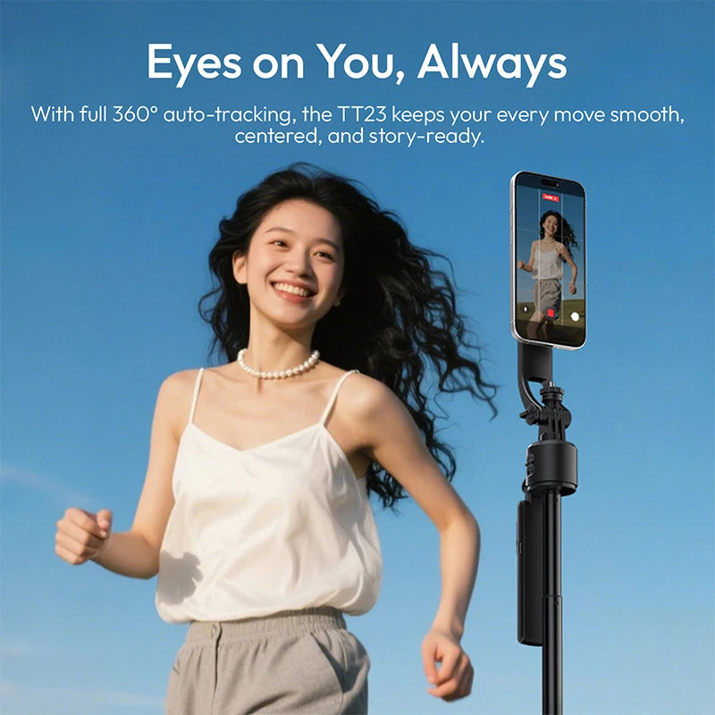 Ulanzi TT23M Magnetic Auto-Tracking Selfie Stick Tripod Smart Face Tracking Selfie Stick Ground Tripod for Outdoor Travel Vlog