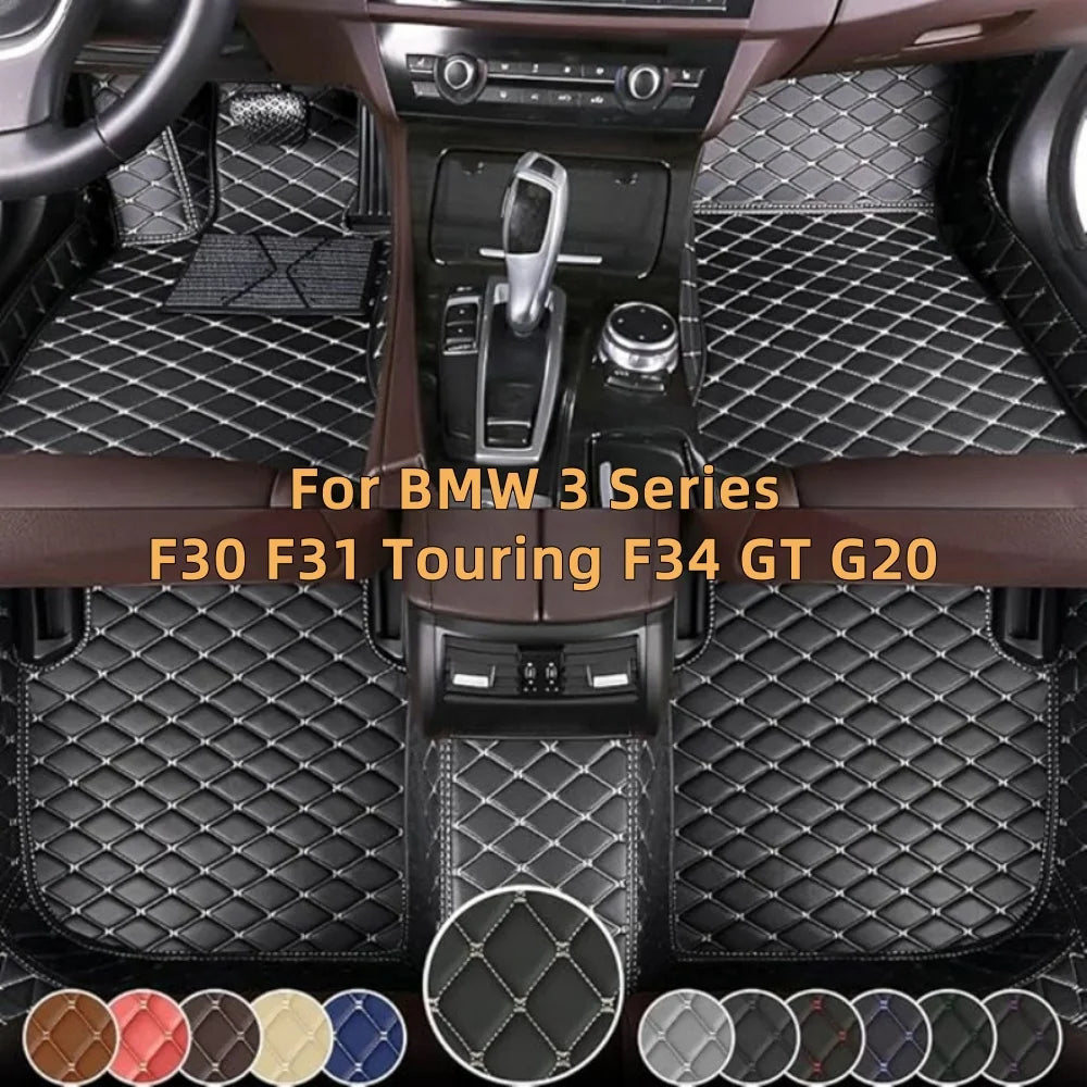 Custom Floor Mats For BMW 3 Series F30 F31 Touring F34 GT G20 20-23 Leather Full Coverage Auto Floor Mats Luxury Floor Liners