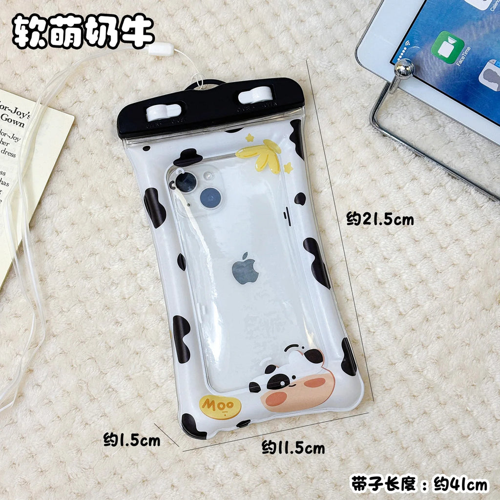 Animal phone waterproof bag cartoon style airbag floating touch screen protective cover swimming phone waterproof bag