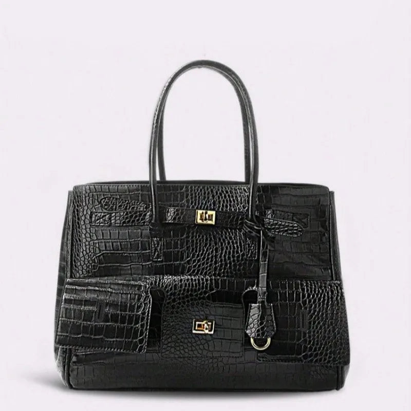 Luxury Leather Diaper Bag For Women Minimalist Design Handbag Elegant Classic Commuter Large Capacity Bag