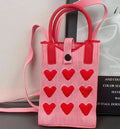Love mobile phone bag female Korean version knitted sweet hand carry messenger versatile student small change bag storage messen