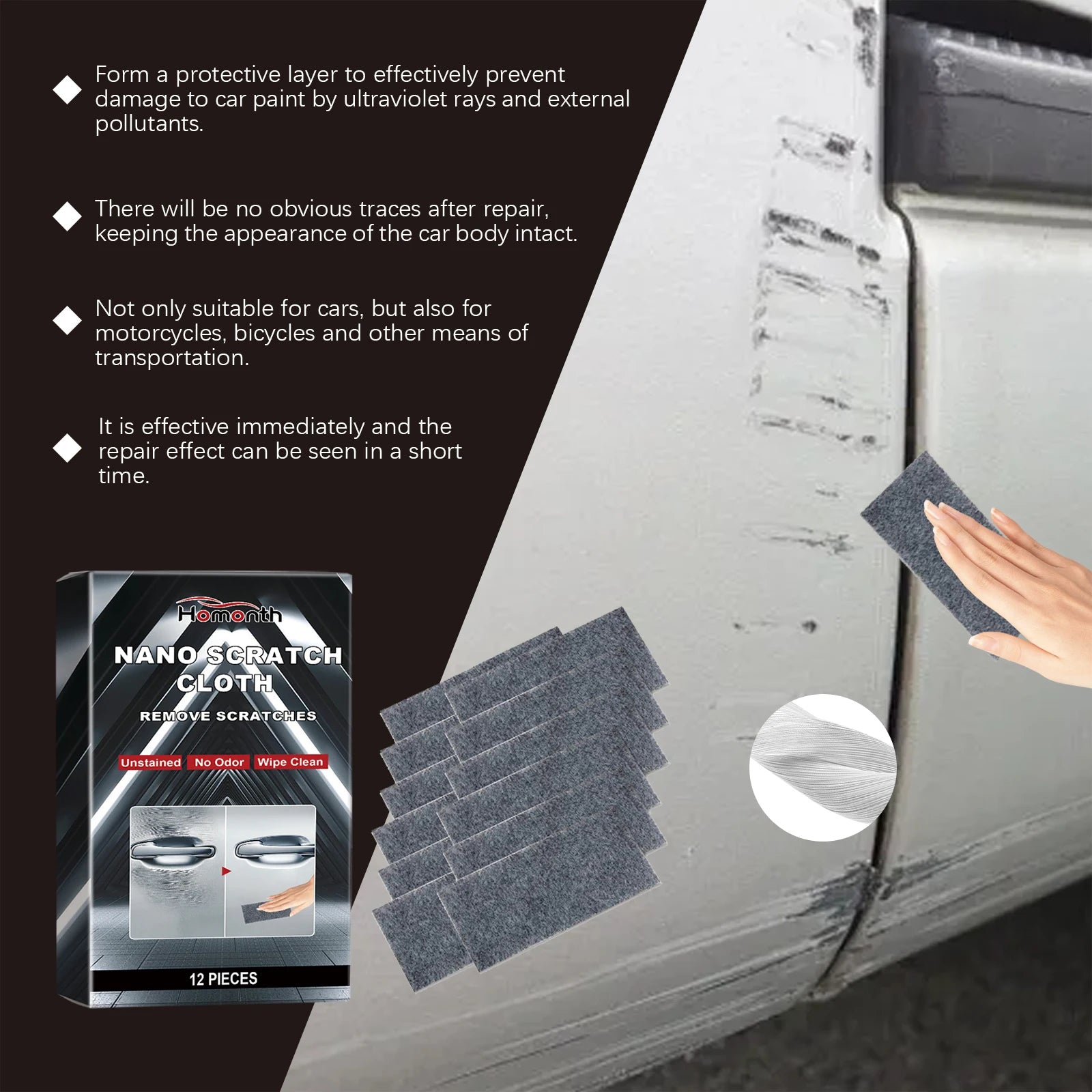 Car Scratches Nano Cloth Car Nano Sparkle Cloth Easily Repair Paint Scratches Car Polishing Cleaning Cloth Car Maintenance