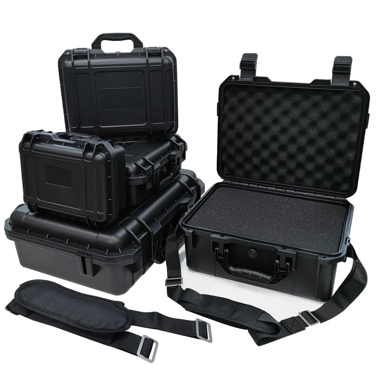 Equipment Hard Case with Pre-cut Sponge and Single Crossbody Strap, for Camera Photography Safety Toolbox Portable Case Suitcase