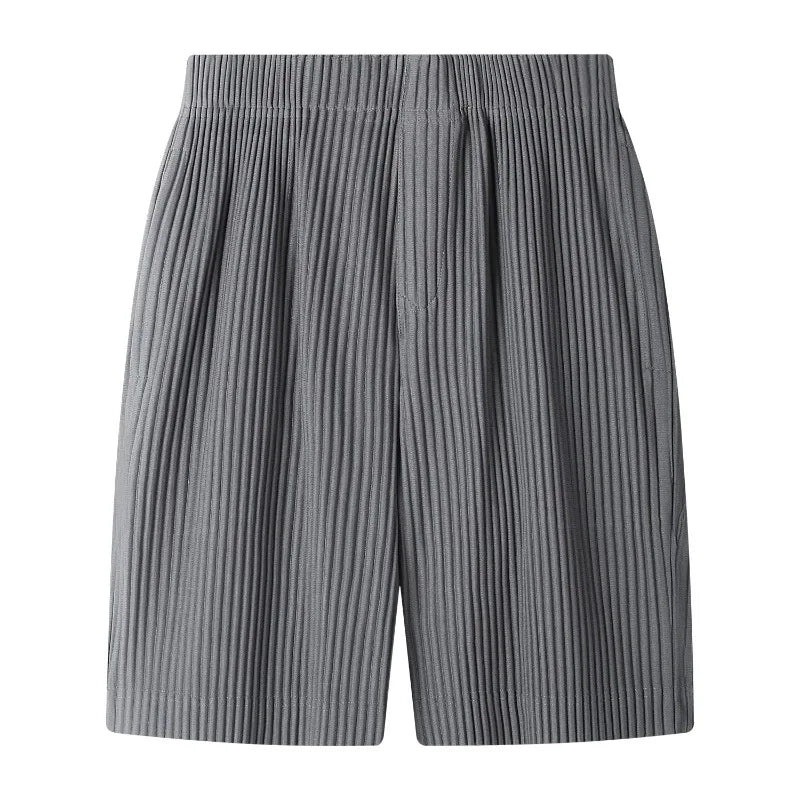 Miyake Pleated Shorts Set 2026 Summer New Sleeveless T-Shirt + Five-Point Pants Loose Versatile Youth Personality Simple Casual