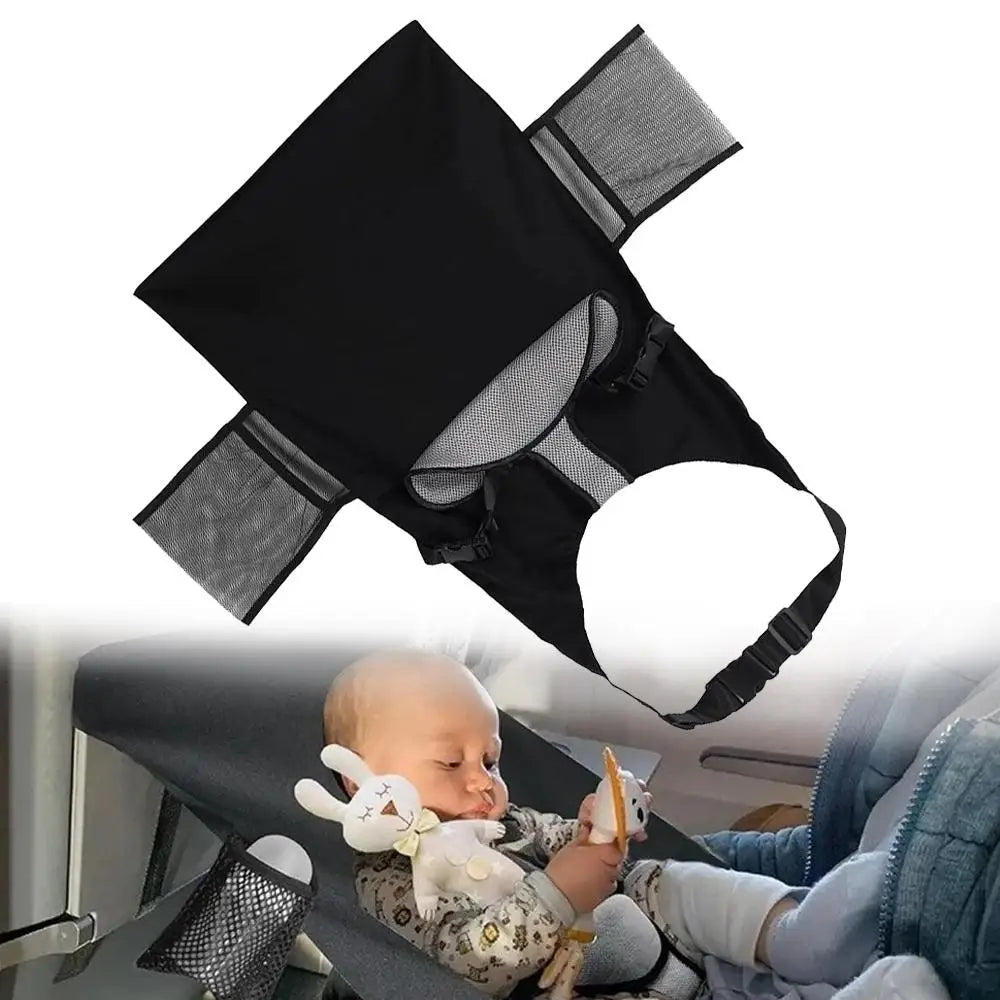 Kids Airplane Bed Polyester Toddler Airplane Seat Extender Portable Foldable Footrest Hammock Travel Essentials for Car Airplane