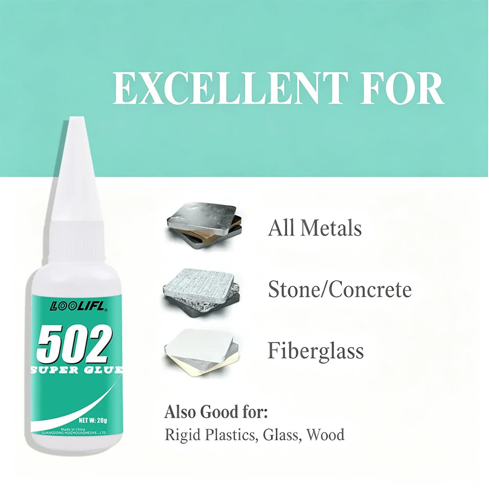 502 Super Glue Instant Strong Bond Glue Precision Tip Bottle Universal Repair Adhesive for DIY Craft Shoes Jewelry Metal Rubber