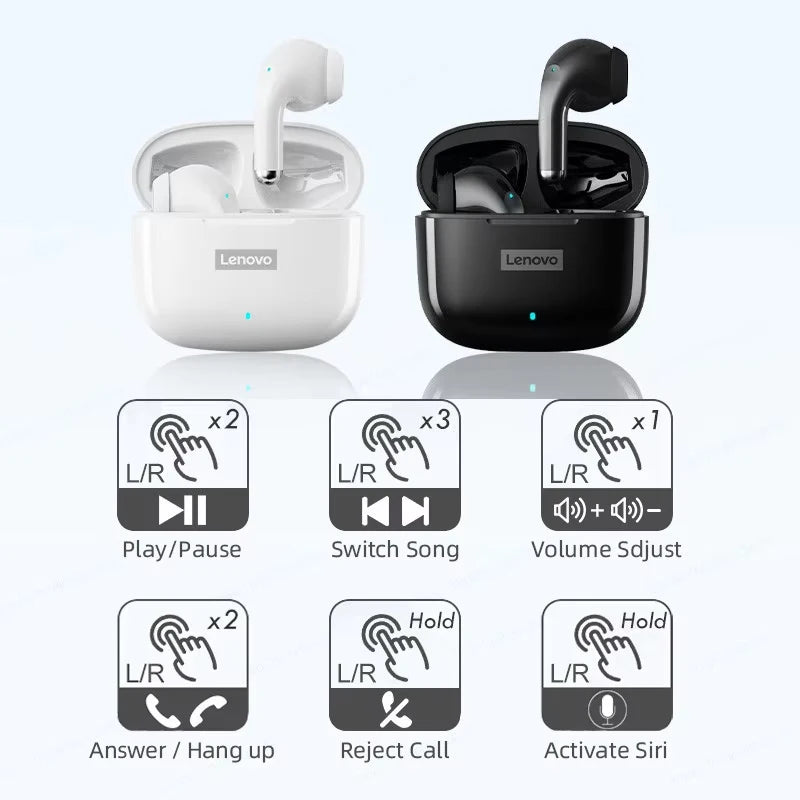 Lenovo LP40pro TWS Wireless Earbuds Bluetooth 5.3 HiFi Stereo Noise Reduction Sports Gaming Headphones for Running Travel Office