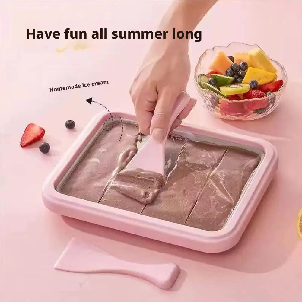 DIY Ice Cream Maker Yogurt Maker Machine for Homemade Rolled Cream Sorbet Gelato,Household Ice Cream Roller Pan with 2 Spatulas