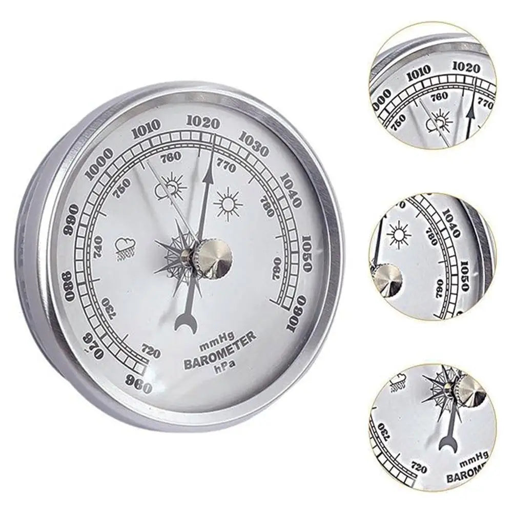Metal Barometer Gold Frame Wall Hanging Wireless Alarm Clock Barometer Thermometer Hygrometer For Indoor Outdoor K2S0