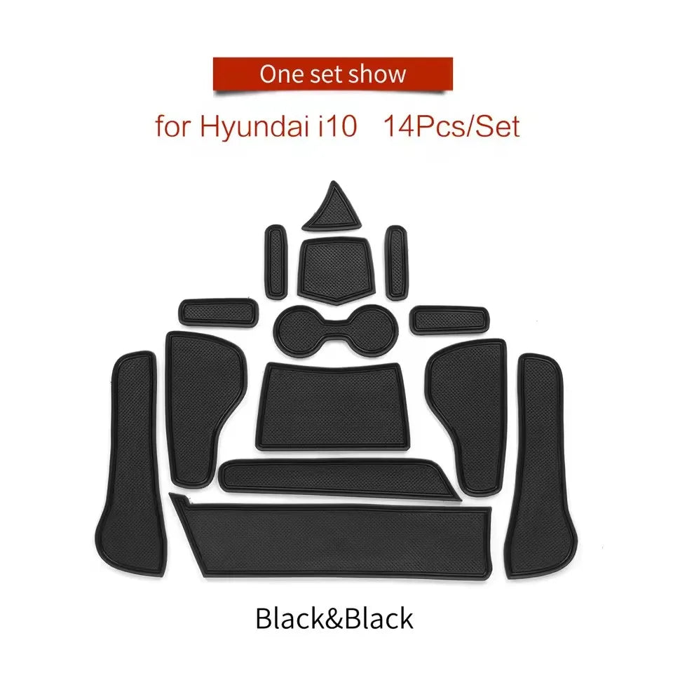 for Hyundai i10 2021 - 2023 Anti-Slip Gate Slot Cup Mat Door Groove Pad  Non-Slip Mats Coasters Car Interior Accessories