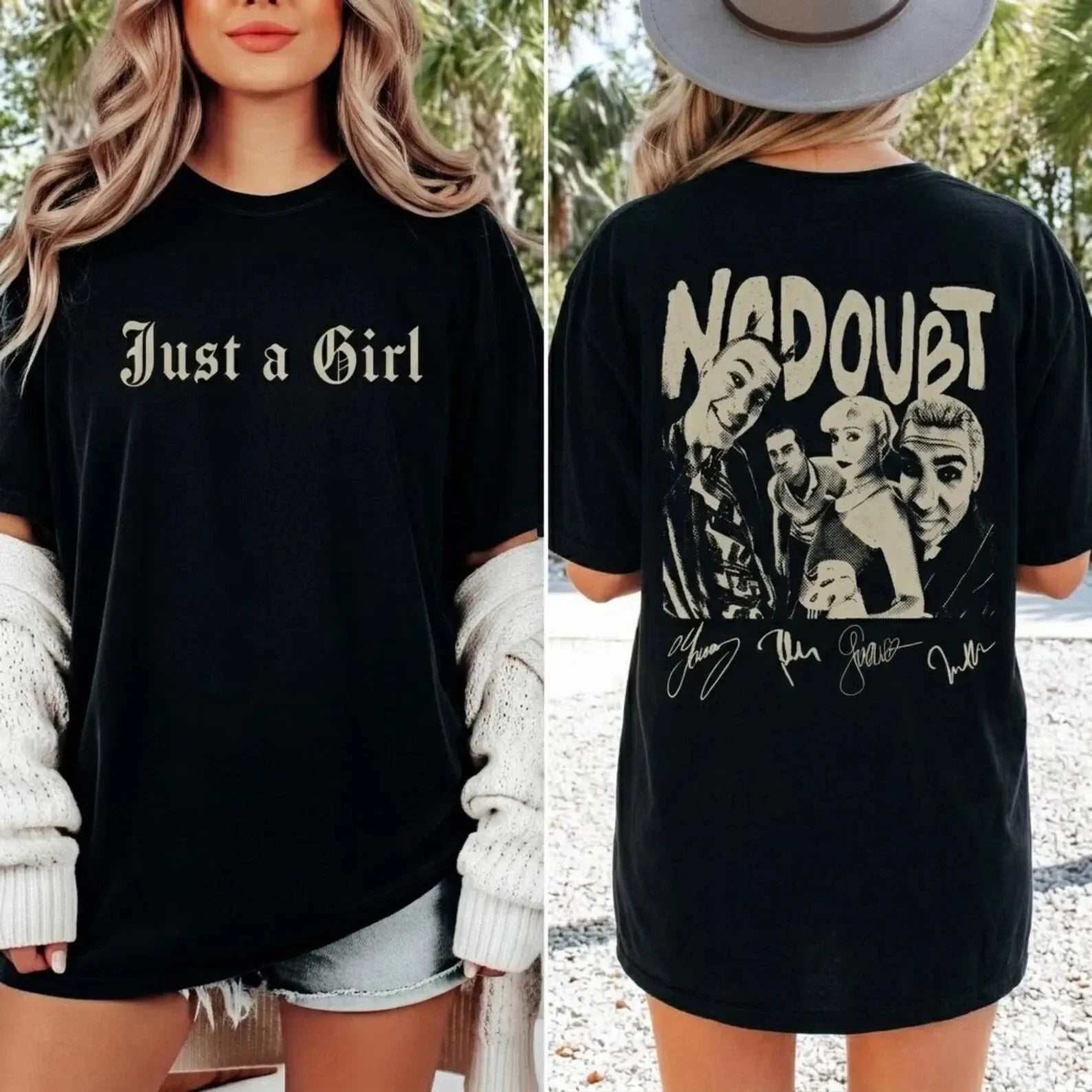 Plus Size Summer Women's Vintage No Doubt Band Print T-Shirt Cotton Breathable Stylish Versatile Street Style Oversized